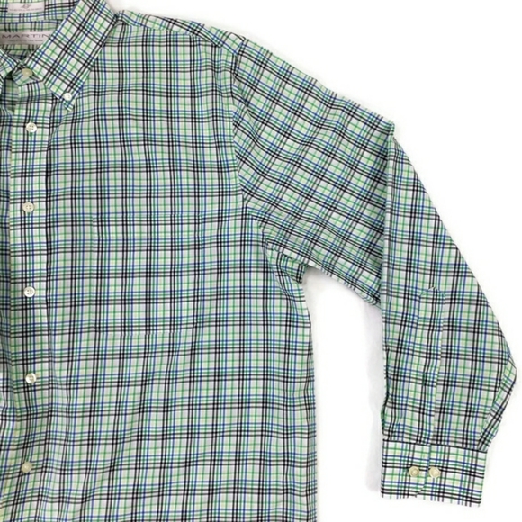 Martin The Club Shirt Green Blue White Plaid Long Sleeve Button Up Shirt Mens XL - Picture 6 of 11